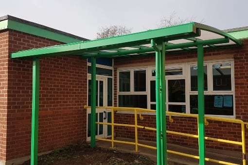 Green playground canopy we made for Bunbury Aldersey School