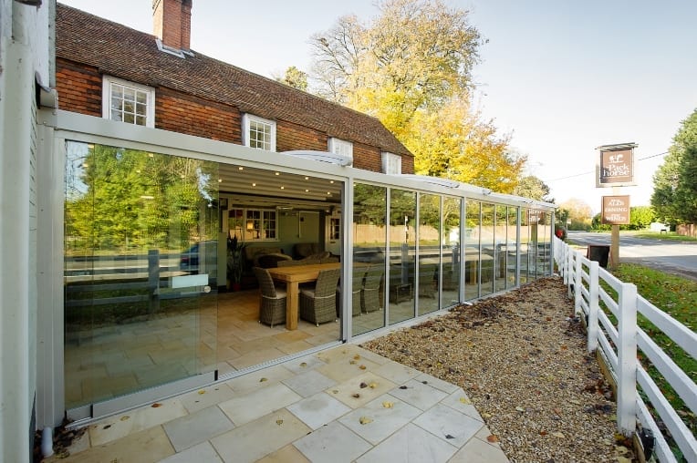 Retractable canopy at The Pack Horse Pub