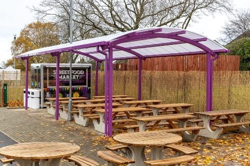 Freestanding shelter we designed for Thistley Hough Academy