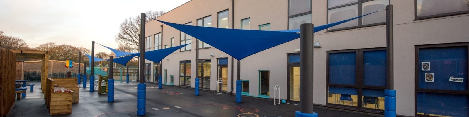 Fabric shade sails we made for Glenwood School