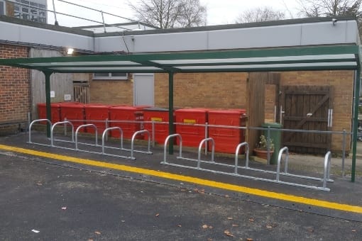 Cycle shelter we fitted at St Joseph's School