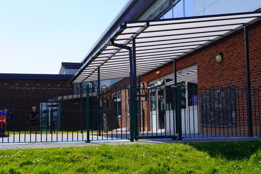 straight roof shelter riverside school