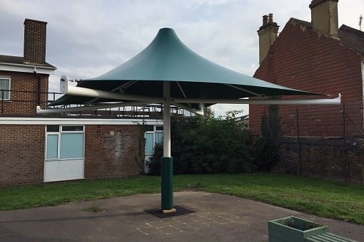 Umbrella canopy we made for All Faiths Children's Academy