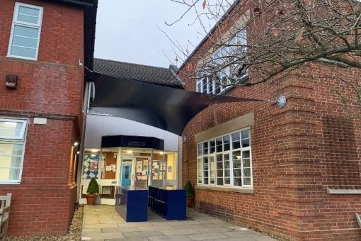 Sail shade we designed for Epsom College