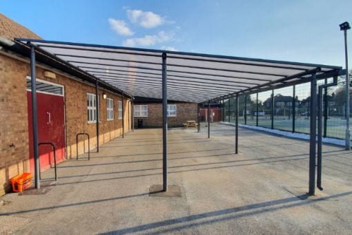 Freestanding canopy we installed at Ashton on Mersey School