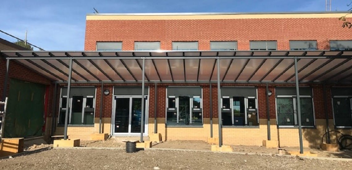 Straight Roof Shelter we designed for Loddon Primary School