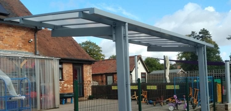 Cantilever canopy we made for Mereside Farm Children's Nursery