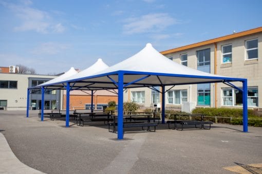 Dining canopy we designed for The Harvey Grammar School